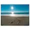 Designart - Blue Sea and Footprints in Sand - Large Seascape Art Canvas Print